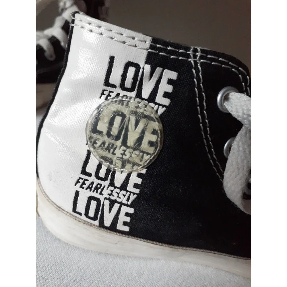 Converse Sneakers Kids Shoes Love Fearlessly Yourself First US 9 Black Red Heart